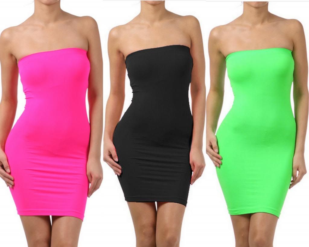 Tube Strapless Stretch Tight Fitted Seamless One Size Body Con Mini Sexy Dress Ebay