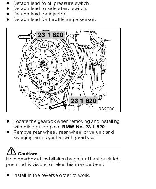 Bmw r1100 clutch removal