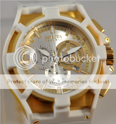 New Mens Invicta 0638 Reserve Akula Swiss Chronograph White Gold 