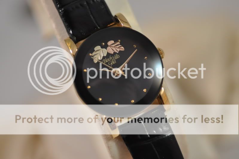 New Ladies Black Hills Gold BHGL10 Elgin Black Leather 12k Flowers 